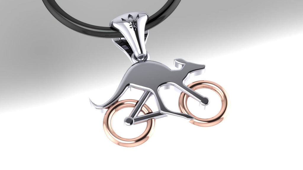 Cycling Skippy Pendant – with Rose Gold Wheels