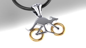 Cycling Skippy Pendant – with Gold Wheels